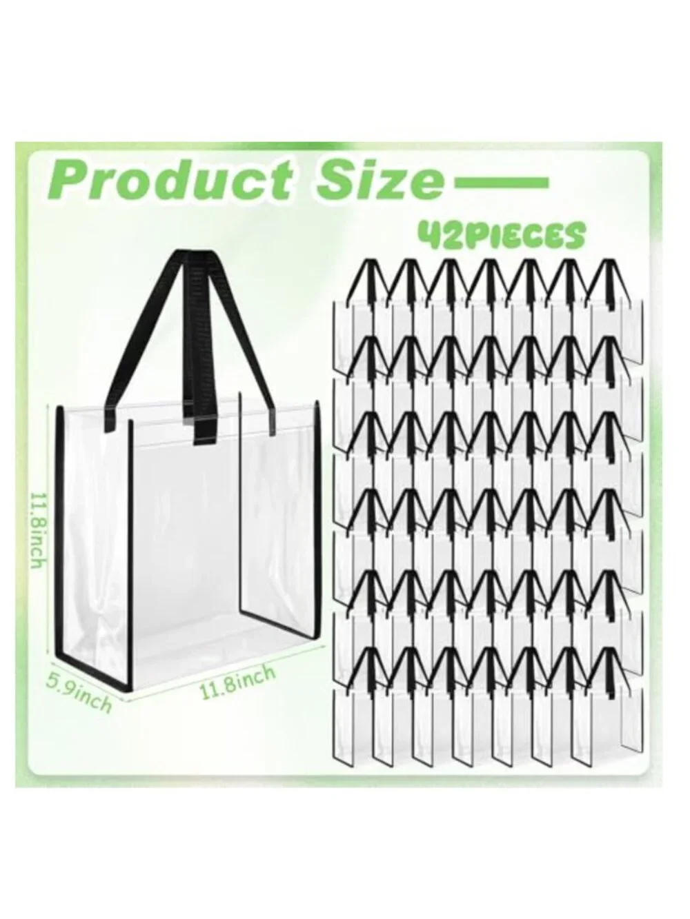 Clear Tote Bags Stadium Approved with Handles PVC Waterproof 42 Pack